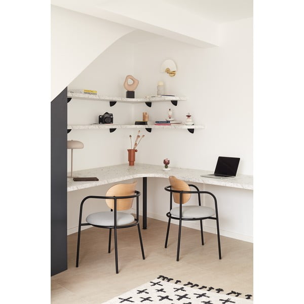 Pelēks ēdamistabas krēsls ar ozolkoka imitāciju Eclipse – Teulat-image-1