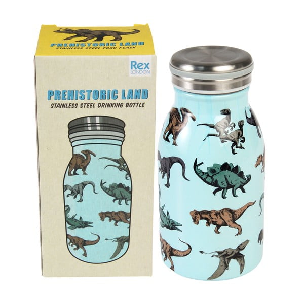 Gaiši zila nerūsējošā tērauda bērnu pudele 250 ml Prehistoric Land – Rex London-image-3