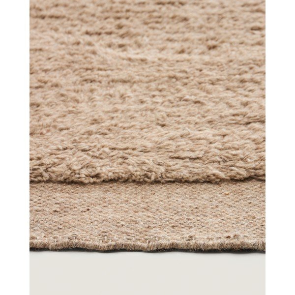 Bēšs ar rokām darināts vilnas celiņa paklājs 80x200 cm Marely – Kave Home-image-3