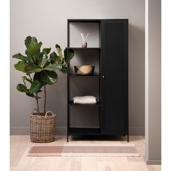 Melns metāla grāmatu plaukts 90x180 cm Malibu – Unique Furniture-image-3
