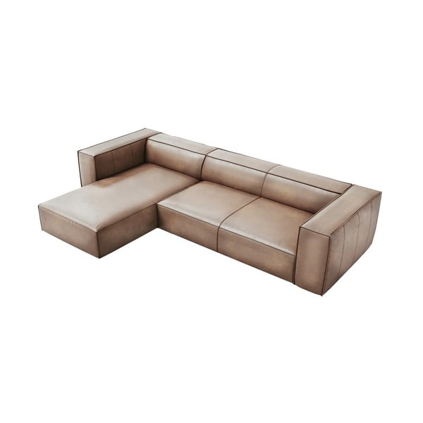 Gaiši brūns ādas stūra dīvāns (kreisais stūris) Madame – Windsor & Co Sofas-image-2