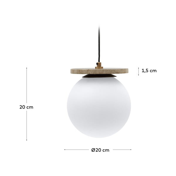 Balta piekaramā lampa ar stikla abažūru ø 20 cm Malachi – Kave Home-image-4