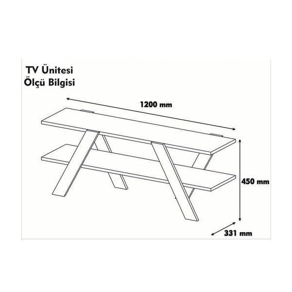 Balts/dabīga toņa TV galdiņš ar riekstkoka imitāciju 120x33 cm Basic – Kalune Design-image-4