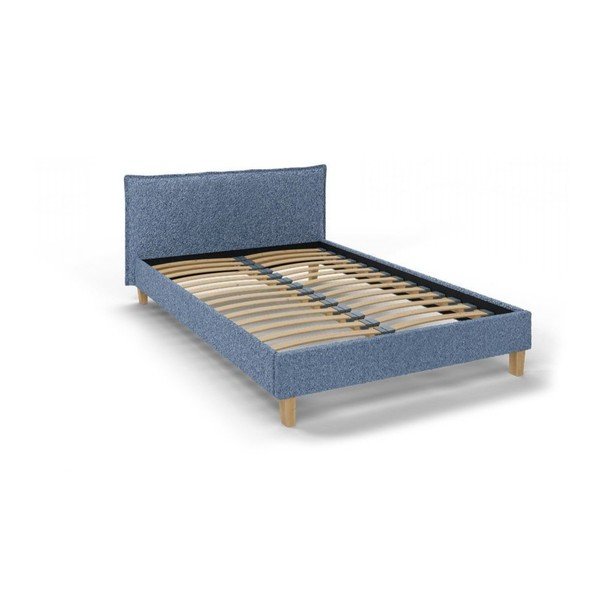 Zila mīksta divvietīga gulta ar režģi 140x200 cm Tina – Ropez