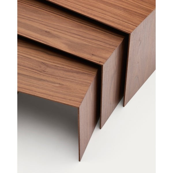 Sānu galdiņi (3 gab.) ar riekstkoka imitāciju 40x60 cm Litto – Kave Home-image-1