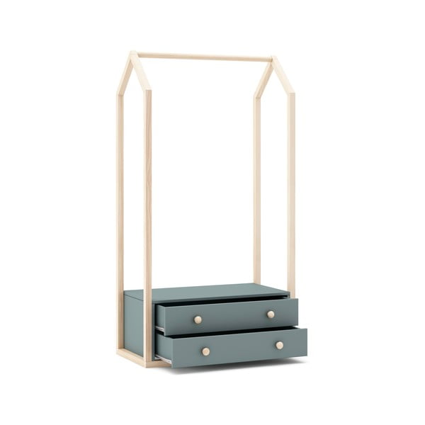 Dūmakaini zaļš atvērta tipa bērnu drēbju skapis 80x170x40 cm Esteban – Marckeric-image-4