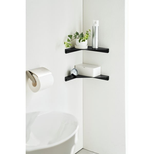 Melns stūra metāla sienas plaukts 22 cm Tower – YAMAZAKI-image-2