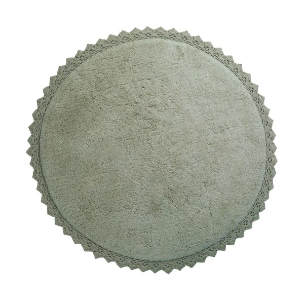 Zaļš mazgājams/ar rokām darināts kokvilnas apaļš paklājs ø 110 cm Perla Olive – Nattiot