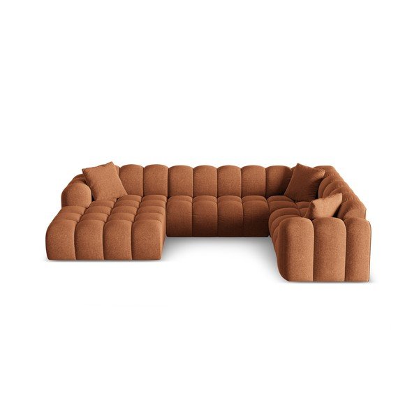 Terakotas oranžs stūra dīvāns no šenila auduma (ar labo stūri/U veida) Treno – Cosmopolitan Design