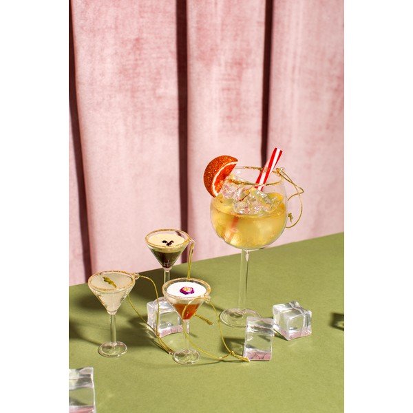 Stikla Ziemassvētku eglītes rotājumi (3 gab.) 15,5 cm Martini Cocktail – Sass & Belle-image-1