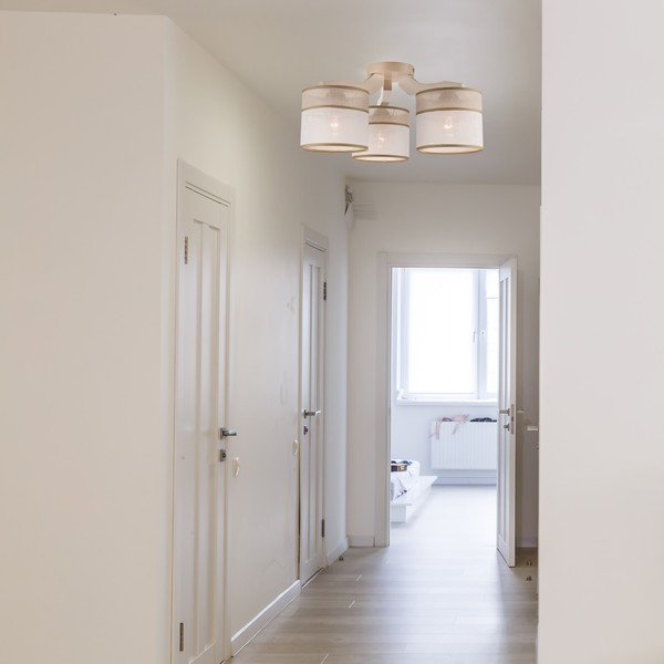 Gaiši brūna griestu lampa ar auduma abažūru ø 16 cm Andrea – LAMKUR-image-2