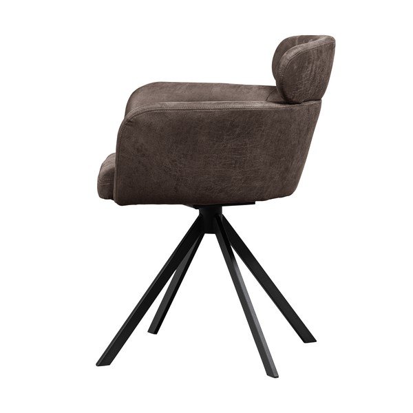 Tumši brūns polsterēts ēdamistabas krēsls ar roku balstiem Fenne – WOOOD-image-3