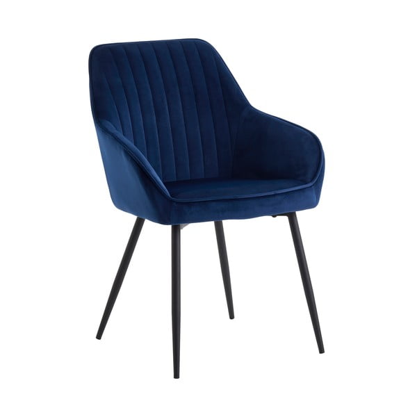 Tumši zili polsterēti ēdamistabas krēsli ar roku balstiem (2 gab.) Nolan Stripe – Unique Furniture