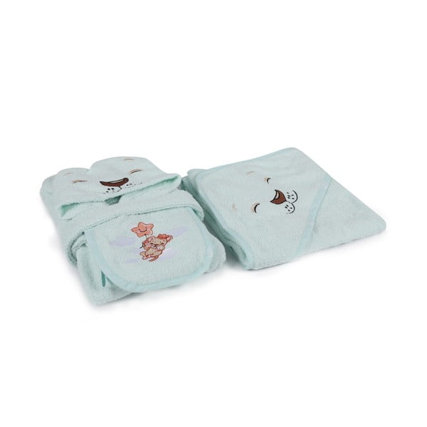 Piparmētru zaļš kokvilnas bērnu halāts 1–2 gadu vecumam Aslan – Foutastic