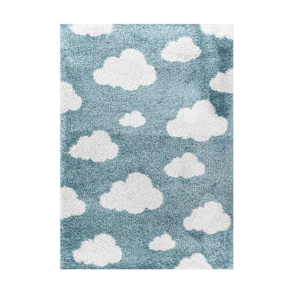 Zils antialerģisks bērnu paklājs 170x120 cm Clouds – Yellow Tipi