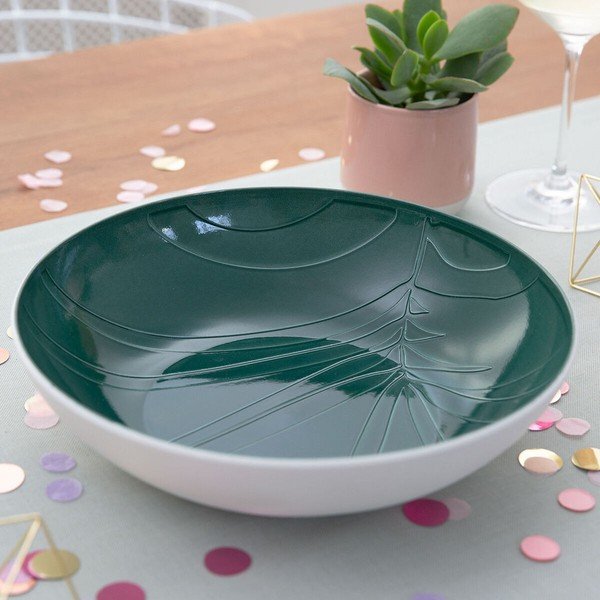 Balta ar zaļu porcelāna servēšanas trauks Villeroy & Boch Leaf, ⌀ 26 cm-image-1