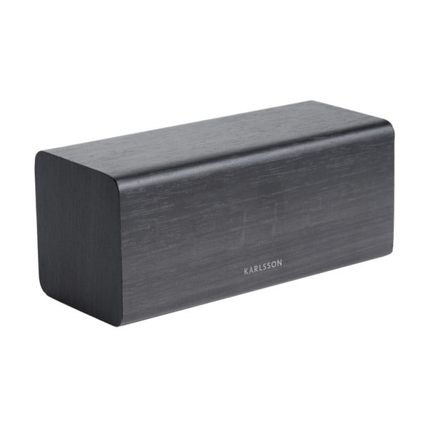 Melns modinātājs ar koka dekoru Karlsson Block, 16 x 7,2 cm-image-2