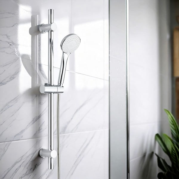 Sudraba krāsas nerūsējošā tērauda dušas komplekts ar rokas dušu/ar bīdāmu turētāju 70 cm Uno – Allstar-image-1