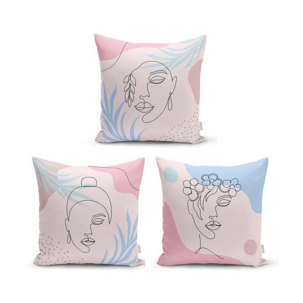 3 dekoratīvo spilvendrānu komplekts Minimalist Cushion Covers Minimalist Face, 45 x 45 cm