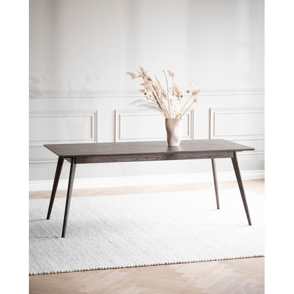 Tumši brūns izvelkams ēdamgalds ar ozolkoka imitāciju 90x190 cm Yumi – Rowico-image-2