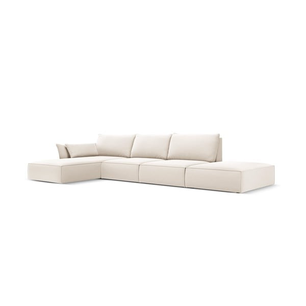 Bēšs samta stūra dīvāns (ar kreiso stūri/ar zvilni) Vanda – Mazzini Sofas-image-2