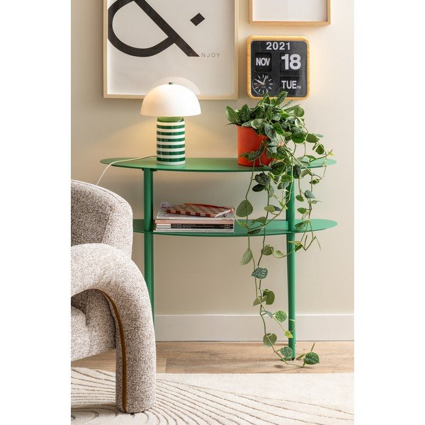 Zaļš metāla konsoles galds 28x90 cm Cool Retro – Leitmotiv-image-1