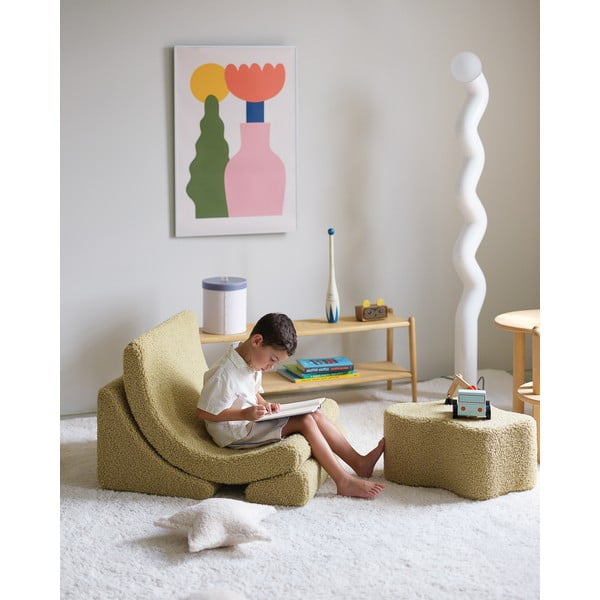 Zaļš bērnu atpūtas krēsls no buklē auduma Moon – Wigiwama-image-3