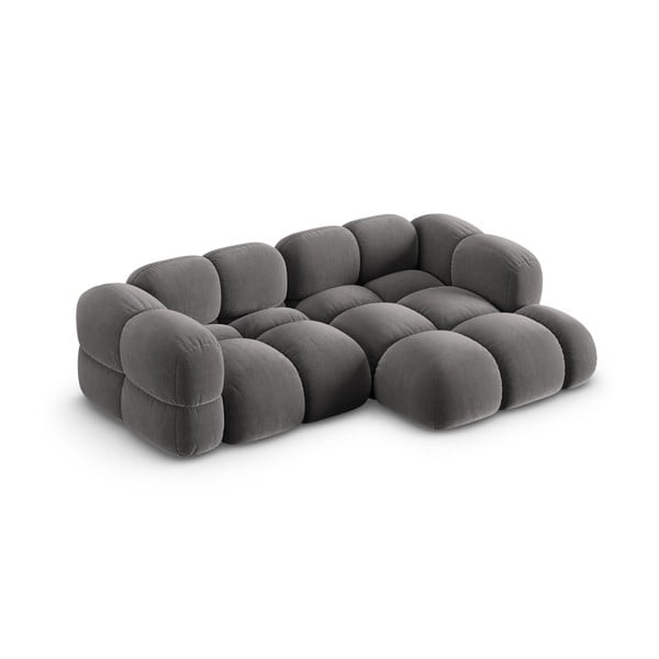 Pelēks samta stūra dīvāns (ar labo stūri/ar zvilni) Loretto – Cosmopolitan Design-image-3