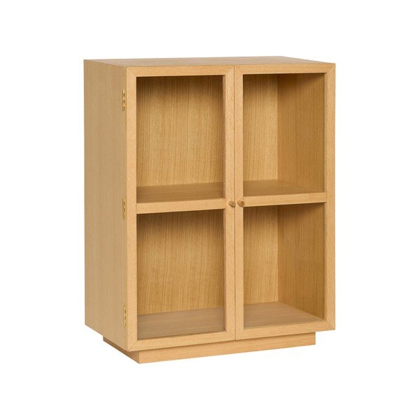 Dabīga toņa piekarināma vitrīna ar ozolkoka imitāciju 70x90x39 cm Mae – Hübsch