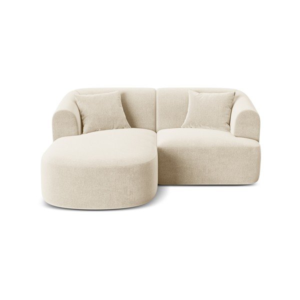 Bēšs samta stūra dīvāns (ar kreiso stūri/ar zvilni) Campi – Cosmopolitan Design