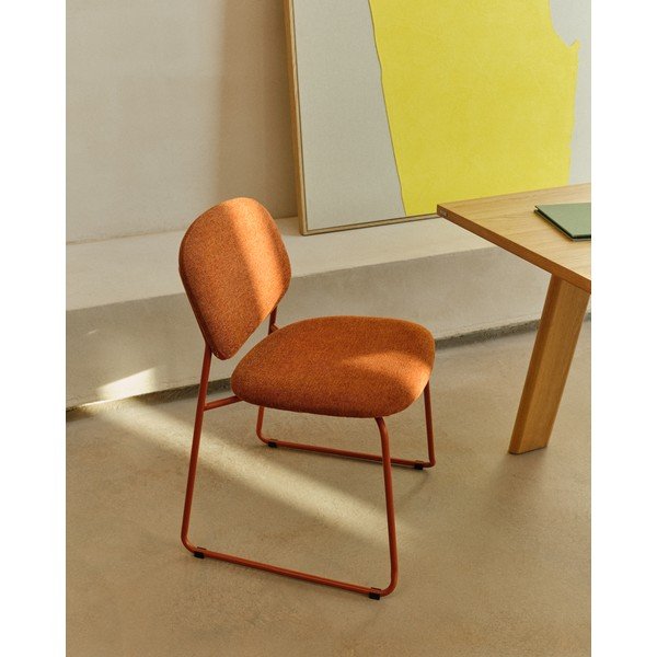 Terakotas oranžs metāla pusdienu krēsls saliekams viens uz otra Meli – Kave Home-image-1