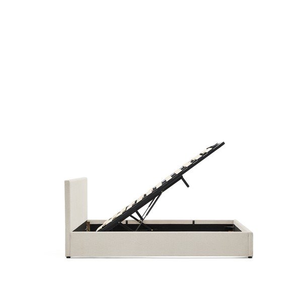 Bēša polsterēta divvietīga gulta ar veļas kasti ar redelēm 160x200 cm Nahiri – Kave Home-image-2