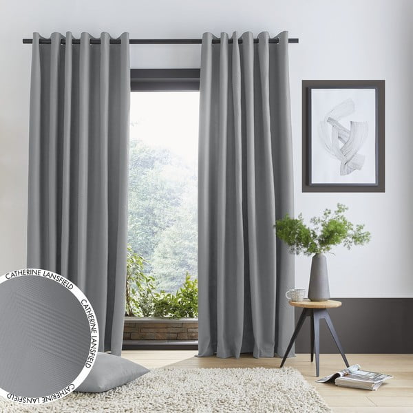 Pelēki aizkari (2 gab.) 229x168 cm Pinsonic – Catherine Lansfield-image-4