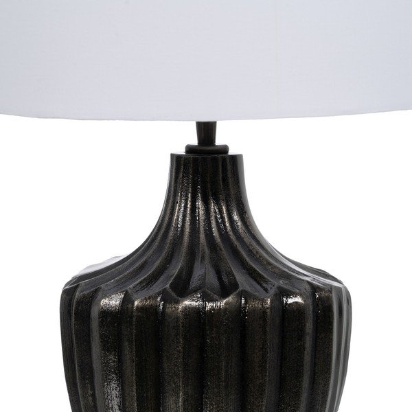 Melnbalta galda lampa ar auduma abažūru (augstums 52,5 cm) – Ixia-image-2