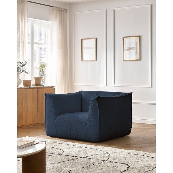 Tumši zils atpūtas krēsls no buklē auduma Giorgia – Bobochic Paris-image-1