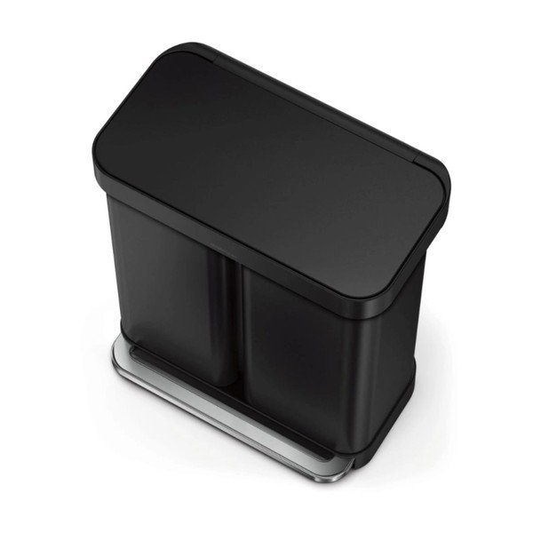 Matēti melna atkritumu šķirošanas/ar pedāli tērauda atkritumu tvertne 34+24 l – simplehuman-image-4