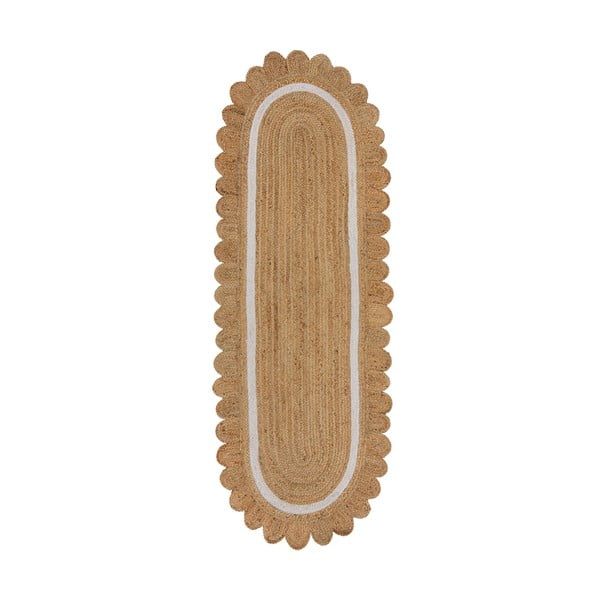 Dabīga toņa/ziloņkaula krāsas ar rokām darināts džutas celiņa paklājs 80x230 cm Grace White – Flair Rugs