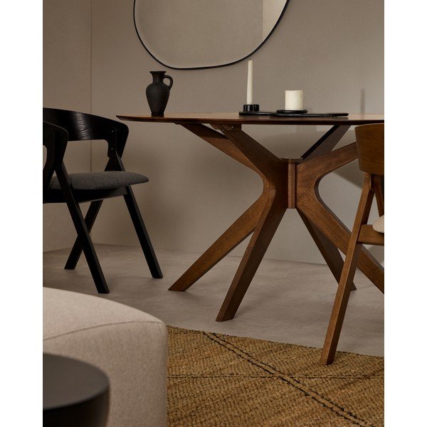 Apaļš ēdamgalds ar valrieksta koka imitācijas galda virsmu ø 120 cm Naanim – Kave Home-image-2