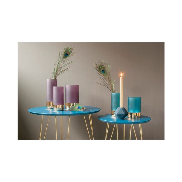 Zili zeltīta stikla vāze PT LIVING, augstums 18,5 cm-image-2
