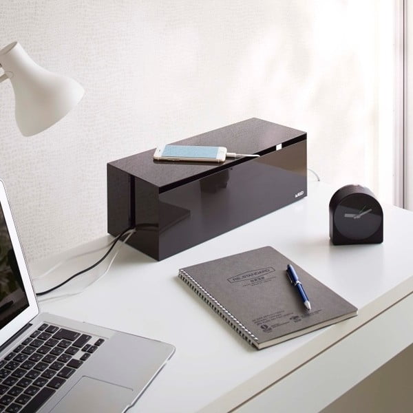Melni brūna lādētāja kaste YAMAZAKI Web Cable Box-image-2