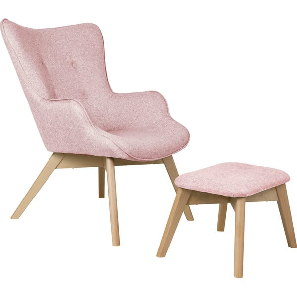 Gaiši rozā atpūtas krēsls ar kāju balstu Niko – Ropez