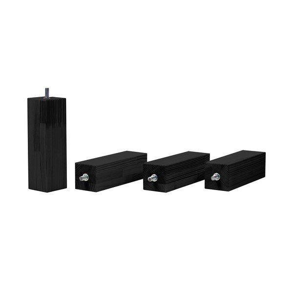 4 melnu pagarināto kāju komplekts no egles koksnes Benlemi gultai, augstums 20 cm
