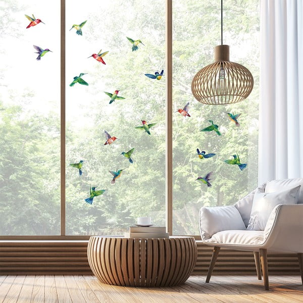Logu uzlīmju komplekts (20 gab.) 40x60 cm Hummingbirds – Ambiance