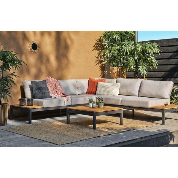 Melns/bēšs tīkkoka dārza atpūtas komplekts 4 personām Villa – Exotan-image-2