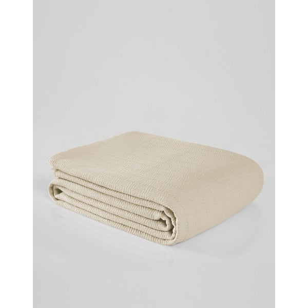 Krēmkrāsas kokvilnas gultas pārklājs divguļamai gultai 200x230 cm Serenity – Mijolnir-image-1