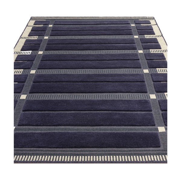 Tumši zils/bēšs ar rokām darināts vilnas paklājs 200x290 cm – Asiatic Carpets-image-4