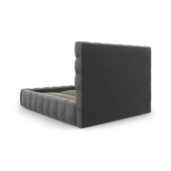 Pelēka polsterēta divvietīga gulta ar veļas kasti un režģi 140x200 cm Bali – Cosmopolitan Design-image-4