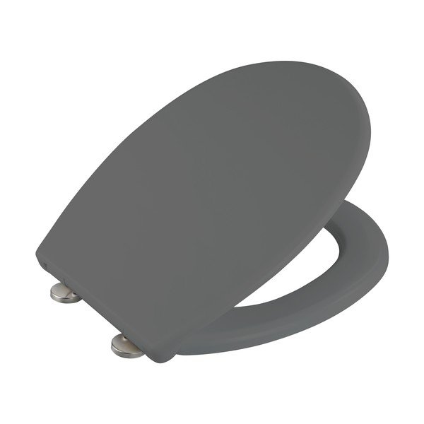 Pelēks nerūsējošā tērauda tualetes poda vāks Wenko Vorno-image-2