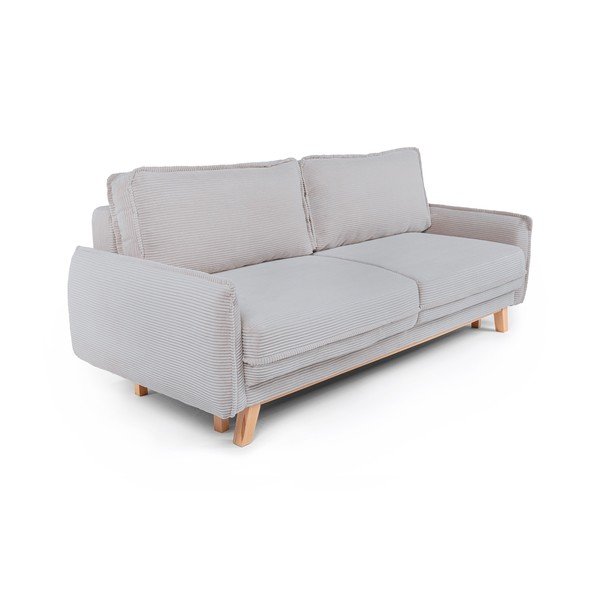Gaiši pelēks velveta salokāms/ar uzglabāšanas vietu dīvāns 218 cm Tori – Bonami Selection-image-1