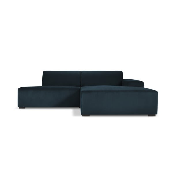 Tumši zils velveta stūra dīvāns Cosmopolitan Design Hobart, labais stūris